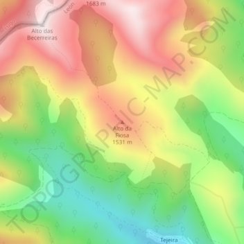 Topografische kaart Alto da Fiosa, hoogte, reliëf