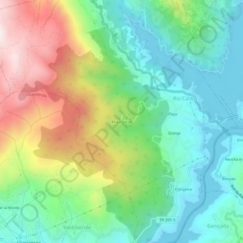 Topografische kaart Mata Vacas, hoogte, reliëf