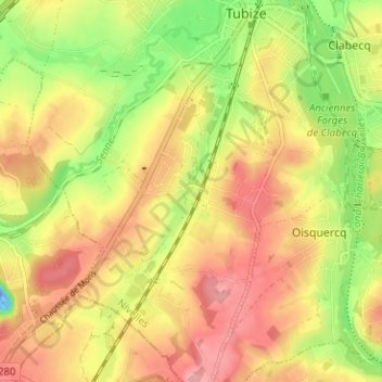 Topografische kaart Stéhou, hoogte, reliëf