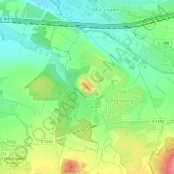 Topografische kaart Egelsberg, hoogte, reliëf
