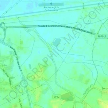 Topografische kaart Grecciano, hoogte, reliëf