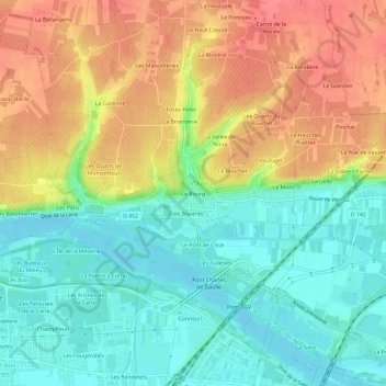 Topografische kaart Le Bourg, hoogte, reliëf