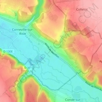 Topografische kaart La Cardourie, hoogte, reliëf