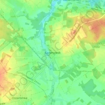 Topografische kaart Badenstedt, hoogte, reliëf