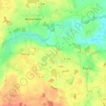 Topografische kaart Boltoft, hoogte, reliëf