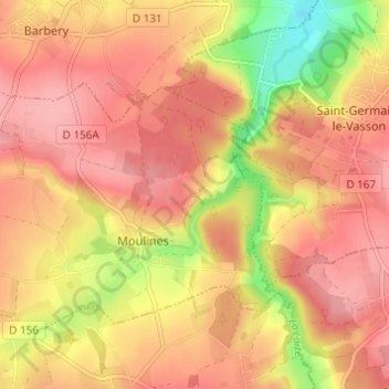 Topografische kaart La Folie, hoogte, reliëf