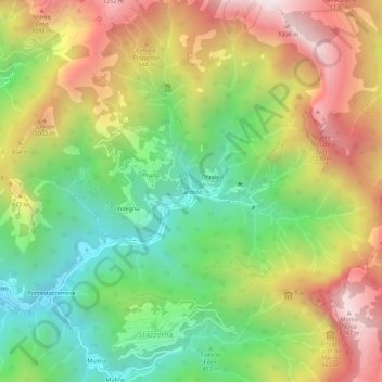 Topografische kaart Cardoso, hoogte, reliëf