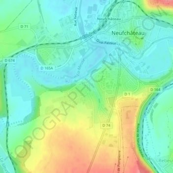 Topografische kaart Noncourt, hoogte, reliëf