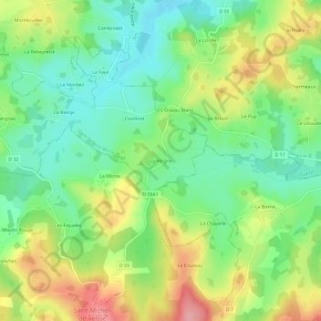 Topografische kaart La Vergne, hoogte, reliëf