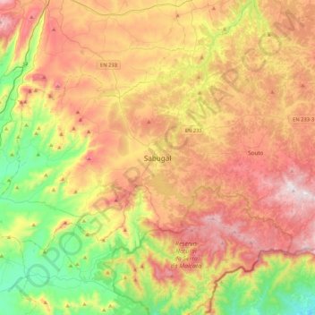 Topografische kaart Sabugal, hoogte, reliëf