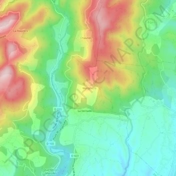Topografische kaart Merzelet, hoogte, reliëf