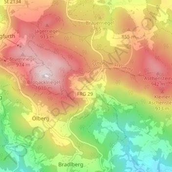 Topografische kaart Daxstein, hoogte, reliëf