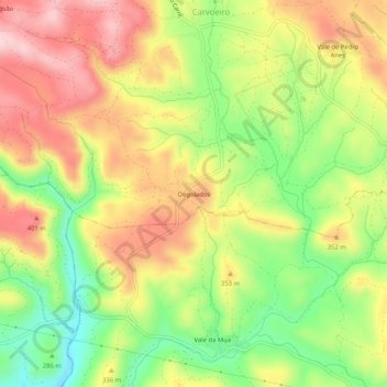 Topografische kaart Degolados, hoogte, reliëf