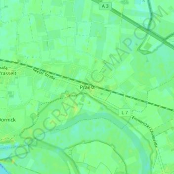 Topografische kaart Praest, hoogte, reliëf