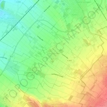 Topografische kaart Schmidhofen, hoogte, reliëf