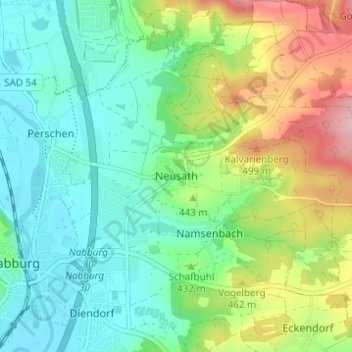 Topografische kaart Neusath, hoogte, reliëf