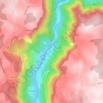 Topografische kaart Le Ménial, hoogte, reliëf