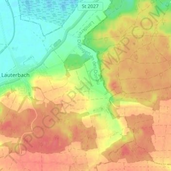 Topografische kaart Illemad, hoogte, reliëf