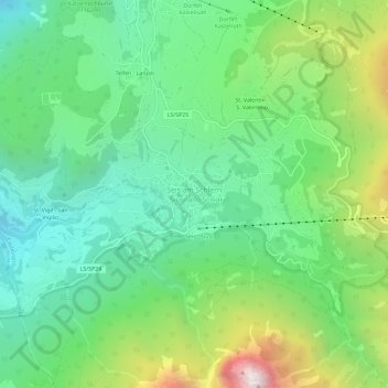 Topografische kaart Seis am Schlern - Siusi allo Sciliar, hoogte, reliëf