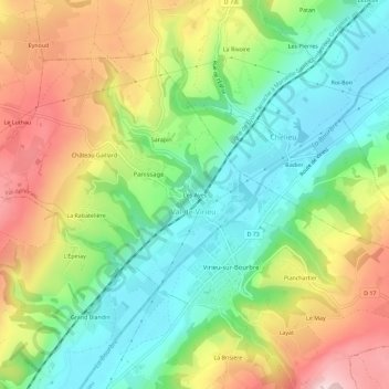 Topografische kaart Les Ayes, hoogte, reliëf