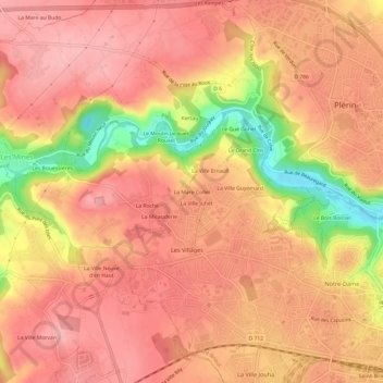 Topografische kaart La Mare Collet, hoogte, reliëf