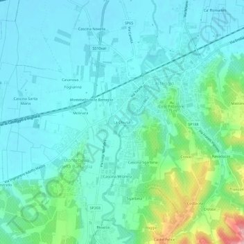 Topografische kaart La Chiusa, hoogte, reliëf