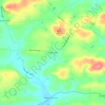 Topografische kaart Saegersville, hoogte, reliëf