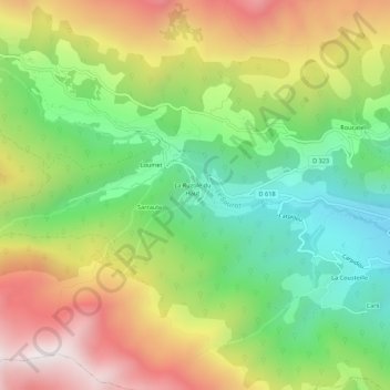 Topografische kaart La Ruzole du Bas, hoogte, reliëf