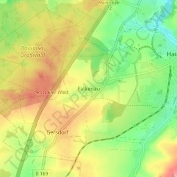 Topografische kaart Falkenau, hoogte, reliëf