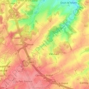 Topografische kaart Mèves, hoogte, reliëf
