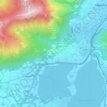 Topografische kaart Pozzo, hoogte, reliëf