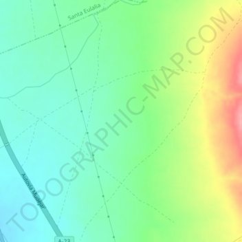 Topografische kaart El Cañete, hoogte, reliëf
