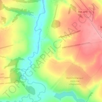 Topografische kaart Кунеево, hoogte, reliëf