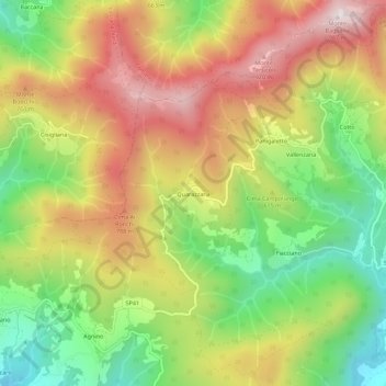 Topografische kaart Quarazzana, hoogte, reliëf