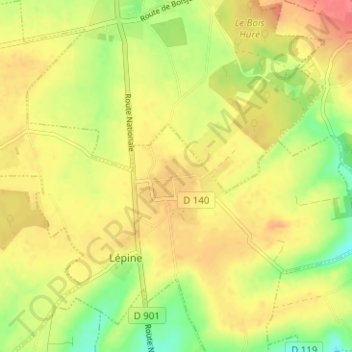 Topografische kaart Puits-Bérault, hoogte, reliëf