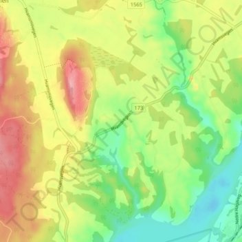 Topografische kaart Hvam, hoogte, reliëf