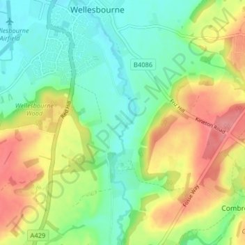 Topografische kaart Walton, hoogte, reliëf