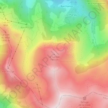 Topografische kaart Le Sangle, hoogte, reliëf