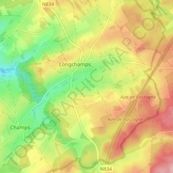 Topografische kaart Withimont, hoogte, reliëf