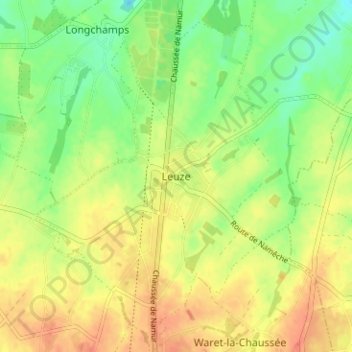 Topografische kaart Leuze, hoogte, reliëf