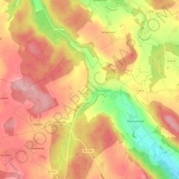 Topografische kaart Rickertsreute, hoogte, reliëf