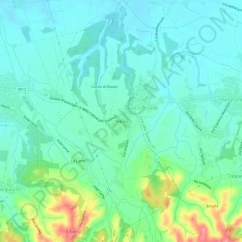 Topografische kaart Volpaia, hoogte, reliëf