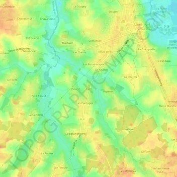 Topografische kaart Cuet, hoogte, reliëf