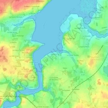 Topografische kaart Mordreuc, hoogte, reliëf