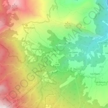 Topografische kaart Febbio, hoogte, reliëf