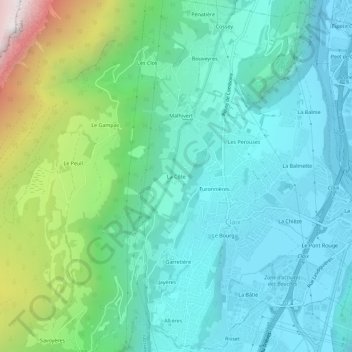 Topografische kaart La Côte, hoogte, reliëf