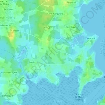 Topografische kaart Kerguellan, hoogte, reliëf