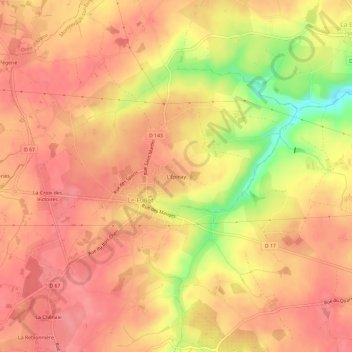 Topografische kaart L'Épinay, hoogte, reliëf