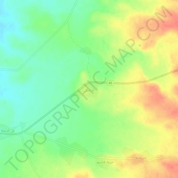 Topografische kaart Umm Mil, hoogte, reliëf