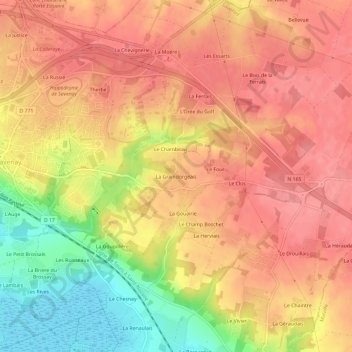 Topografische kaart La Graindorgeais, hoogte, reliëf